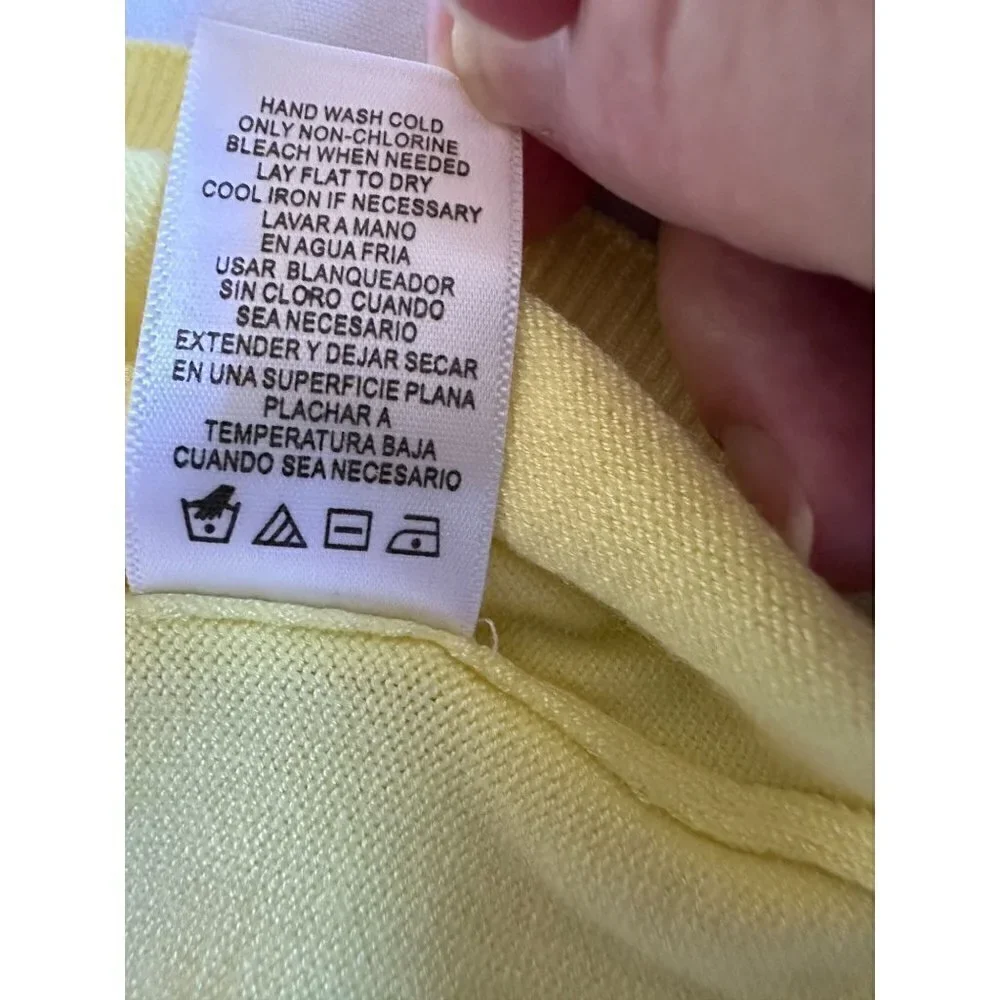 525 America Pullover Sweater Women's Size XXL Yellow 3/4 Sleeve V-Neck